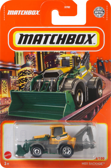 modelvoertuig MBX Backhoe schaal 1:64 staal geel