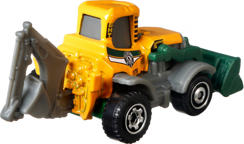 modelvoertuig MBX Backhoe schaal 1:64 staal geel