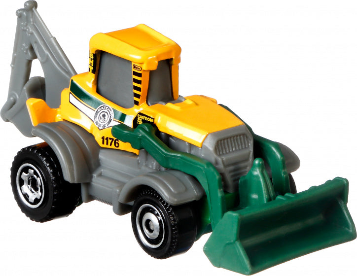 modelvoertuig MBX Backhoe schaal 1:64 staal geel