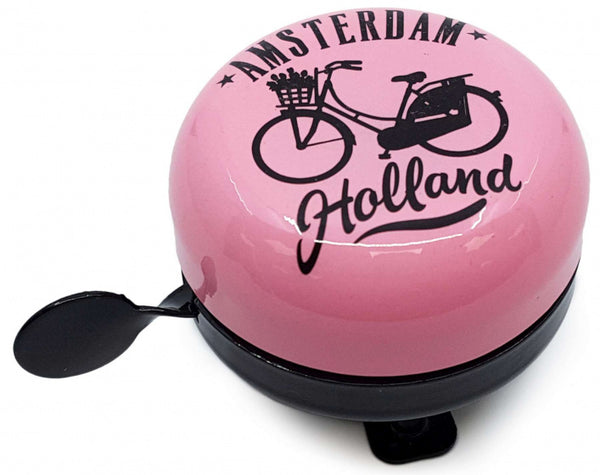 fietsbel Amsterdam Holland 58 mm staal roze/zwart
