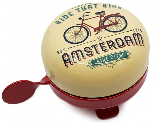 fietsbel Amsterdam Ride That Bike 58 mm staal crème/rood