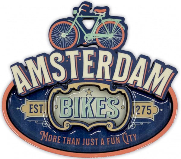 magneet Amsterdam Bikes MDF blauw