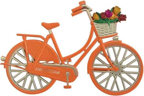 magneet fiets Amsterdam 6 x 10 cm staal oranje