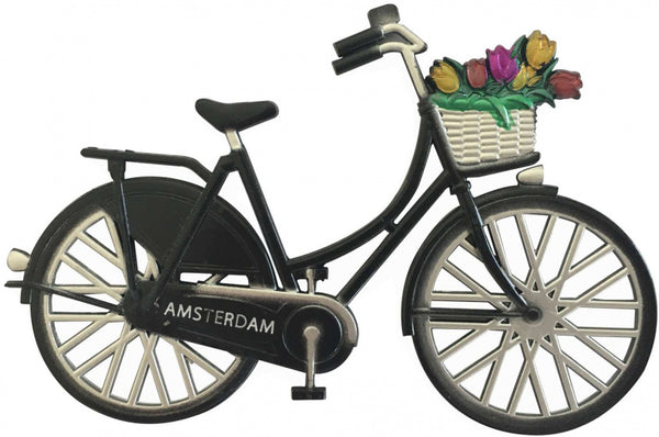 magneet fiets Amsterdam 6 x 10 cm staal zwart