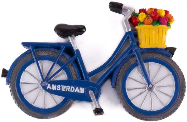 magneet Fiets Amsterdam 6 x 6 cm polysteen blauw