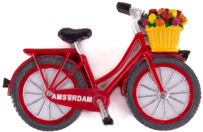 magneet Fiets Amsterdam 6 x 6 cm polysteen rood