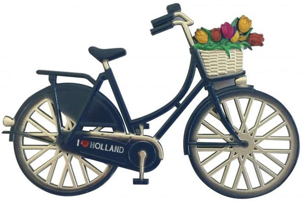 magneet fiets I love Holland 6 x 10 cm staal donkerblauw