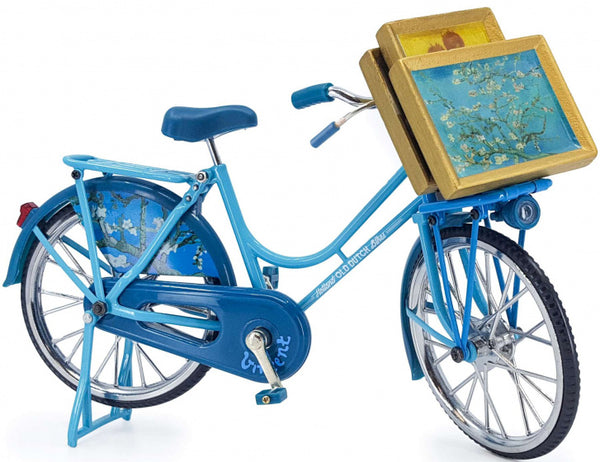 miniatuurfiets bloesem Van Gogh 30 cm metaal blauw