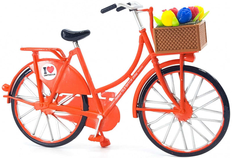 miniatuurfiets Amsterdam 15 x 9 cm metaal oranje