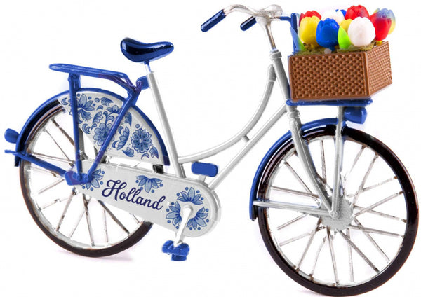 miniatuurfiets Holland 15 x 9 cm metaal Delfts blauw