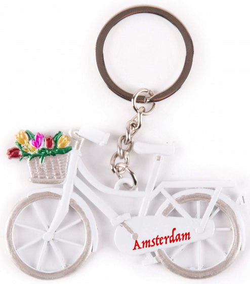 sleutelhanger Amsterdam Tulpen 7 cm wit