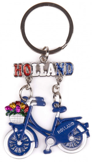 sleutelhanger Holland Fiets staal blauw/zilver