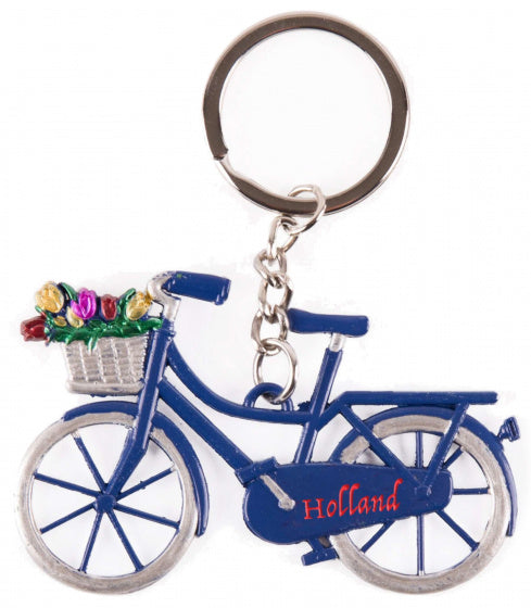 sleutelhanger Holland Tulpen 7 cm staal blauw