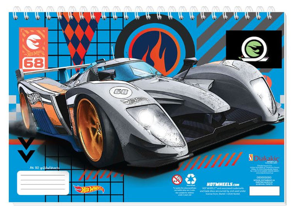 schrijfblok Hotwheels jongens A4 papier lichtblauw