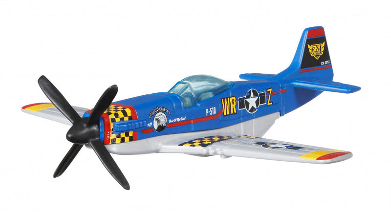 vliegtuig Sky Busters P-51 Mustang 10 cm die-cast blauw