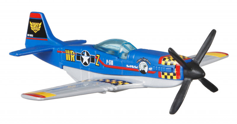 vliegtuig Sky Busters P-51 Mustang 10 cm die-cast blauw