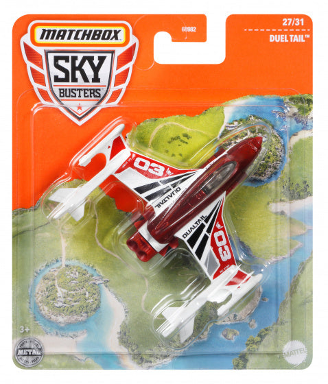 vliegtuig Sky Busters Duel Tail 10 cm die-cast rood/wit