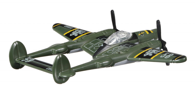 vliegtuig Sky Busters P-38 Lightning 10 cm die-cast groen