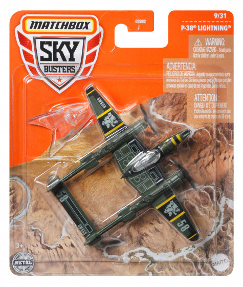 vliegtuig Sky Busters P-38 Lightning 10 cm die-cast groen