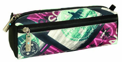 etui junior 20,5 x 8 cm polyester paars/groen