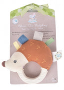 bijtring egel 12 cm rubber/pluche beige/bruin