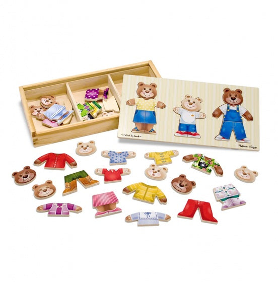 Wooden bear family dress up puzzel 45-delig