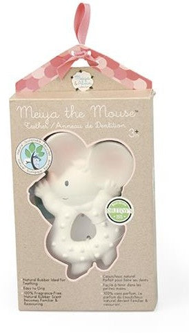 knijp- en bijtknuffeltje Meiya de muis wit 11 cm