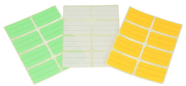 etiketten 4,2 x 2,5 cm papier groen/geel/wit 96 stuks