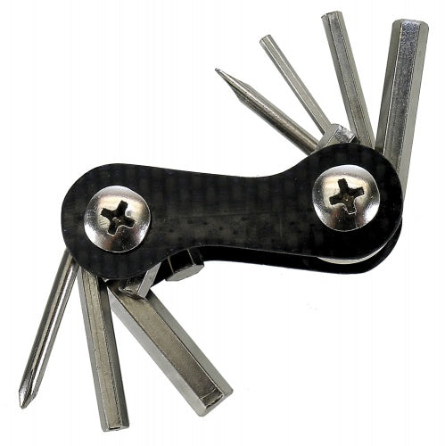 mini multitool 7 functies 4 cm zwart/zilver