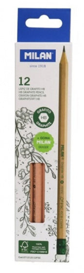 grafietpotloden HB gum 18,8 x 0,7 cm hout bruin 12 stuks