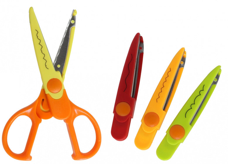 knutselschaar ZigZag junior 16 cm staal oranje 5-delig