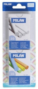 schoolbordkrijt 8 cm wit/kleur 2 x 10 stuks