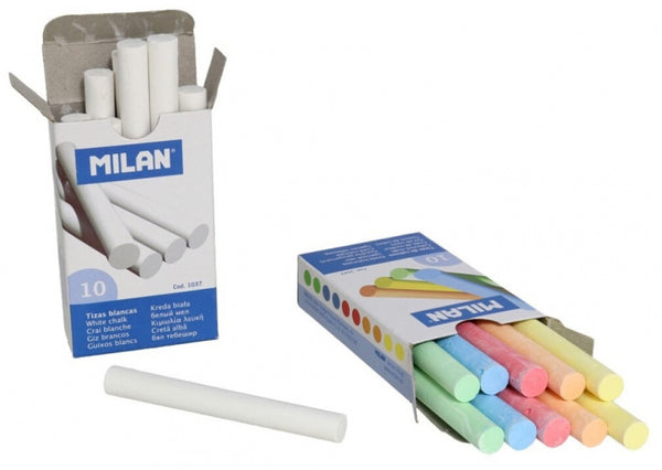 schoolbordkrijt 8 cm wit/kleur 2 x 10 stuks