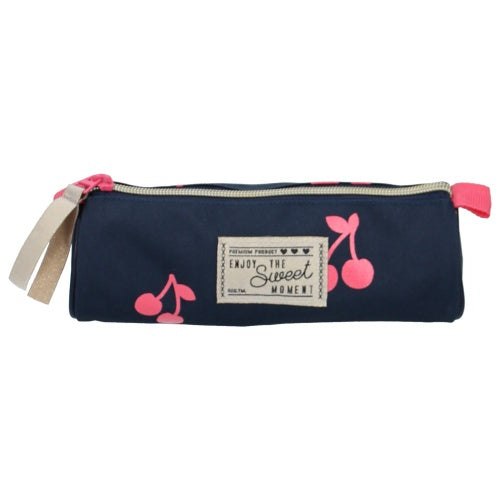 etui 9 x 20 x 9 cm polyester donkerblauw/roze