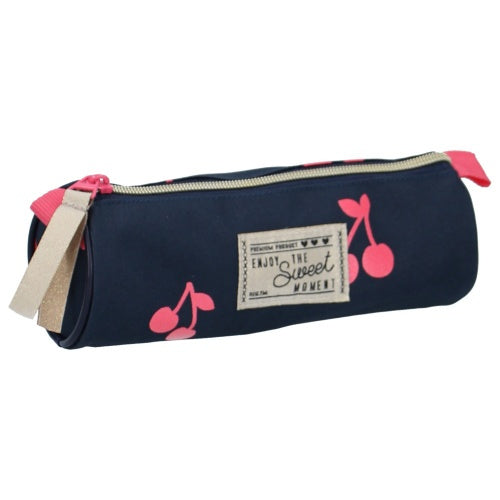 etui 9 x 20 x 9 cm polyester donkerblauw/roze