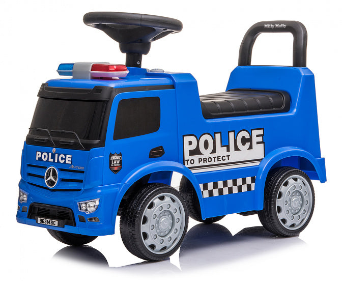 loopauto Ride On Mercedes Antos Politie 60 cm blauw