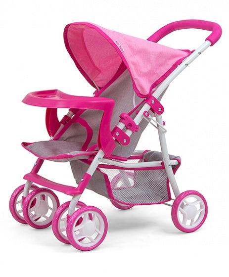 poppenwagen Kate Prestige 54 cm roze/grijs