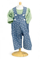 Overall met shirt poppen blauw/groen 33-37 cm