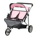 poppenbuggy tweeling roze/grijs 65 x 48 x 56 cm