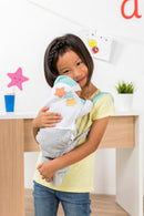 poppendraagzak wit/grijs/mintgroen