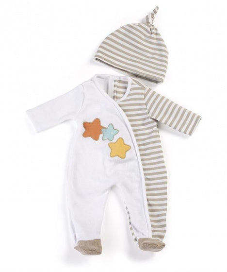 poppenkleding boxpakje beige/wit 2-delig