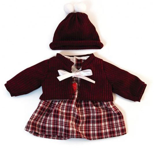 poppenkleding winter 38 cm polyester rood 4-delig