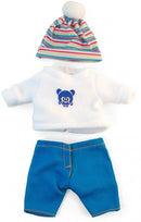 poppenkleertjes Boy junior 21 cm wit/blauw 3-delig
