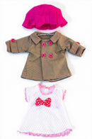 poppenkleertjes Girl 32 cm roze/wit/bruin 3-delig