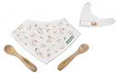 slabbetje en bestek Konijn hout/katoen wit 3-delig