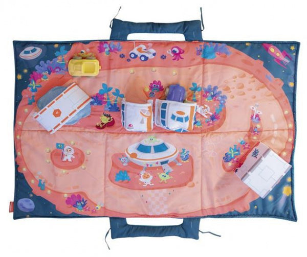 speelmat Ruimte 105 x 70 cm polyester roze/blauw