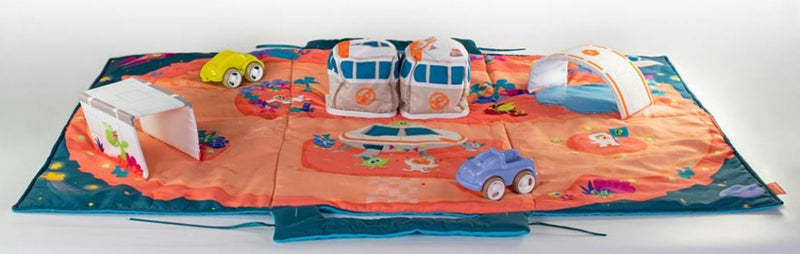 speelmat Ruimte 105 x 70 cm polyester roze/blauw