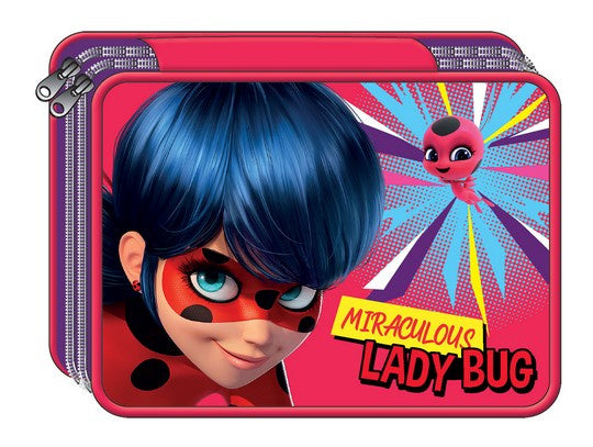 etui Miraculous 20 x 15 cm polyester roze 28-delig