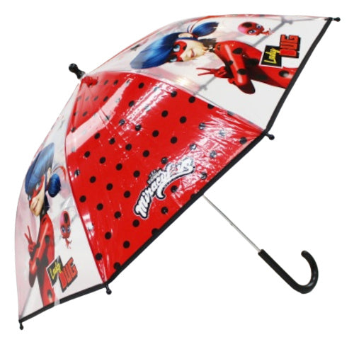 paraplu Miraculous junior 73 cm PVC transparant/rood