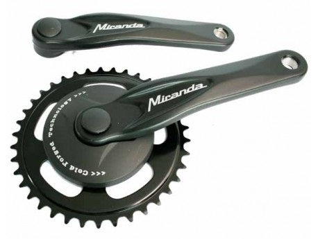 Crankstel 38T Miranda Alfa 1 voor 3/32" ketting - met 95mm disc - zwart